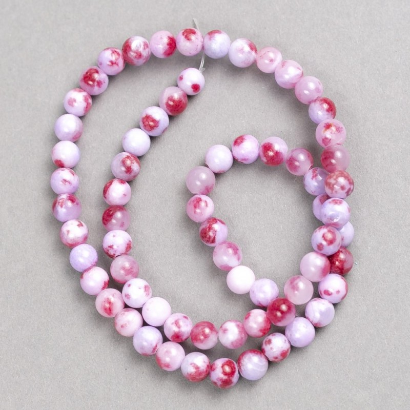 Dark Pink-Lilac Beads "Ametrine" (imitation acrylic) on fishing line, smooth round bead, diameter 6mm +/-, length 40cm +