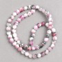 White-Grey-Pink Beads "Rhodonite" (imitation acrylic) on fishing line, smooth round bead, diameter 6mm +/-, length 40cm +