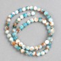 White-Blue-Amber Agate Beads (imitation acrylic) on Fishing Line, smooth ball, diameter 6mm+/-, length 40cm+