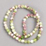 Green-Dark Pink-White Tourmaline Beads (imitation acrylic) on Fishing Line, smooth ball, diameter 6mm+/-, length 40cm+