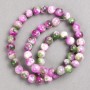 Beads Raspberry-Grey-Green "Agate" (Imitation Acrylic) on Cord Smooth Round, Diameter 8mm+-, Length 40cm +