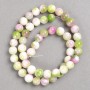 Green-Pink-White 'Tourmaline' Beads (Imitation Acrylic) on Fishing Line, Smooth Round, Diameter 8mm+/-, Length 40cm+