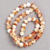 White-Semi-Transparent-Rust "Carnelian" Beads (Acrylic Imitation) on Fishing Line, Smooth Round, Diameter 8mm+/-, Length 40cm+