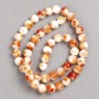 White-Semi-Transparent-Rust "Carnelian" Beads (Acrylic Imitation) on Fishing Line, Smooth Round, Diameter 8mm+/-, Length 40cm+