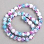 Pink-Sky Blue-White "Agate" Beads (Acrylic Imitation) on Fishing Line, Smooth Ball, Diameter 8mm+-, Length 40cm+