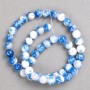 Navy-White "Sodalite" Beads (Acrylic Imitation) on Fishing Line, Smooth Ball, Diameter 8mm+-, Length 40cm+