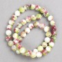 Green-Deep Pink-White "Tourmaline" Beads (Acrylic Imitation) on Fishing Line, Smooth Ball, Diameter 8mm+-, Length 40cm+