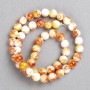 White-Rust "Carnelian" Beads (Acrylic Imitation) on Fishing Line, Smooth Round, Diameter 8mm+/-, Length 40cm+