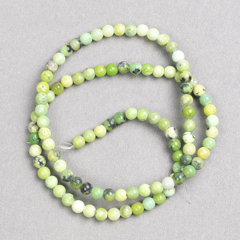 Australian Jadeite Beads on Nylon Thread, Smooth Round Bead, Diameter 4mm, Length 38cm+
