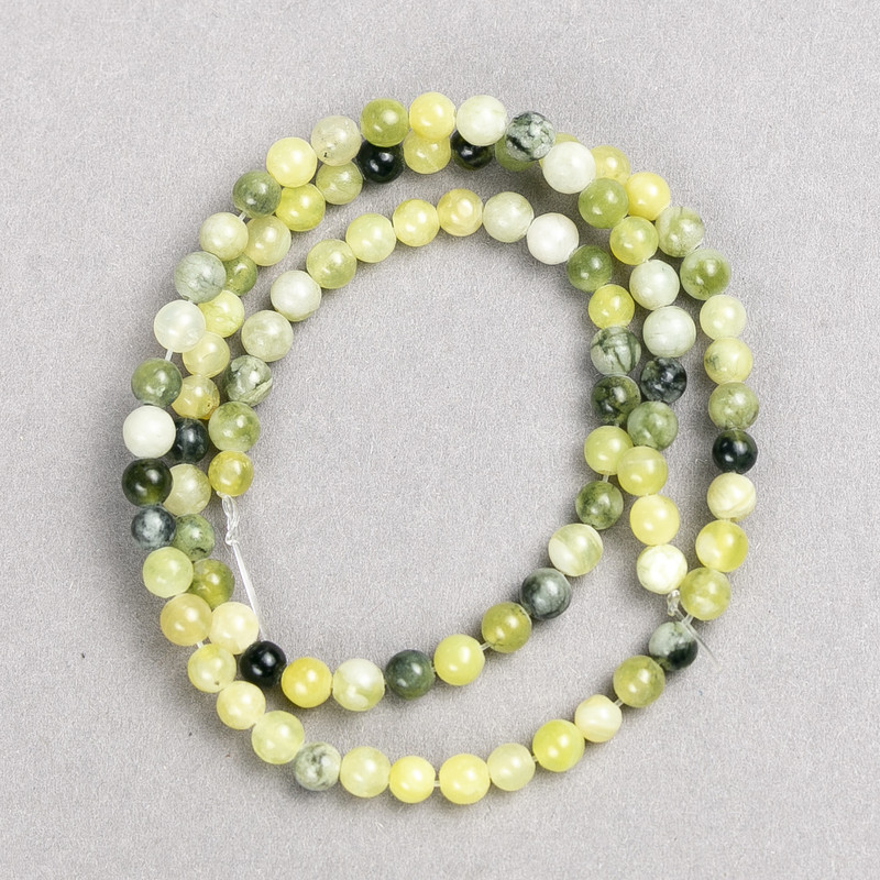 Ophite Beads (Acrylic Imitation) on Nylon Thread, Smooth Round Bead, Diameter 6.5mm+/-, Length 38cm+