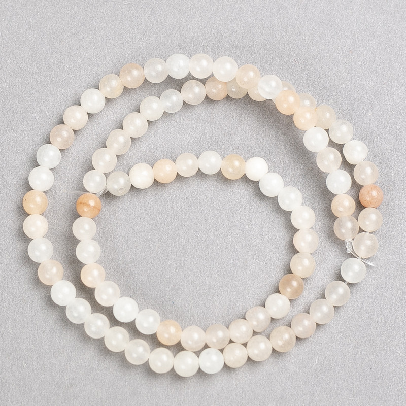 Selenite Beads on Fishing Line, Smooth Round, Diameter 4-5mm+/-, Length 38cm+