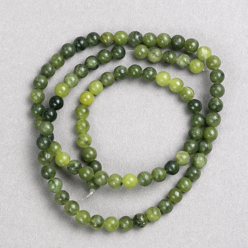 Jadeite Beads on Fishing Line, Smooth Round, 4.5mm+/- Diameter, 38cm+ Length