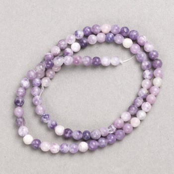 Lepidolite Beads on Fishing Line, Smooth Round, 4.5mm+/- Diameter, 38cm+ Length