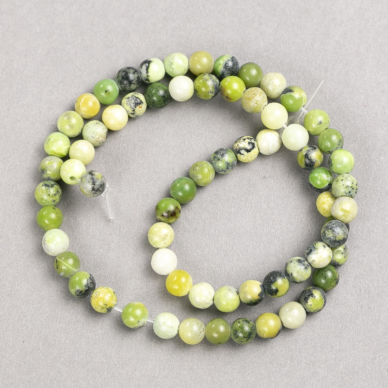 Australian Jadeite Beads on Nylon Thread, Smooth Round Bead, Diameter 6mm, Length 38cm+