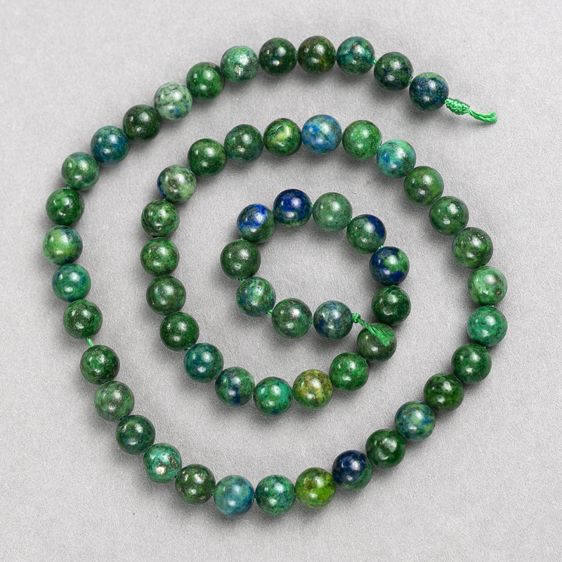 Azurite Stone Beads on Thread, Smooth Round, 6mm Diameter, 38cm+ Length