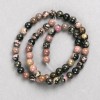 Rhodonite Beads on Fishing Line, Smooth Round, Diameter 6.5mm+/-, Length 38cm+