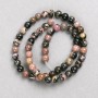Rhodonite Beads on Fishing Line, Smooth Round, Diameter 6.5mm+/-, Length 38cm+