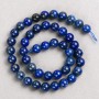 Lapis Lazuli Stone Beads on Thread, Smooth Round, 8mm Diameter, 38cm+ Length
