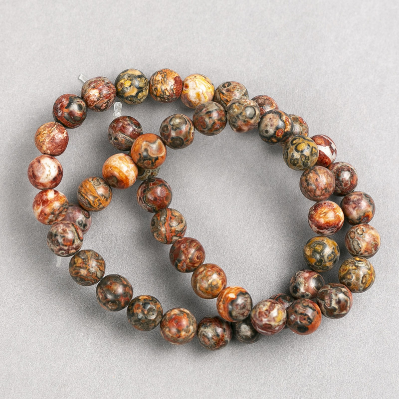 Leopard Jasper Beads on String, Smooth Round, Diameter 8mm+/-, Length 38cm+