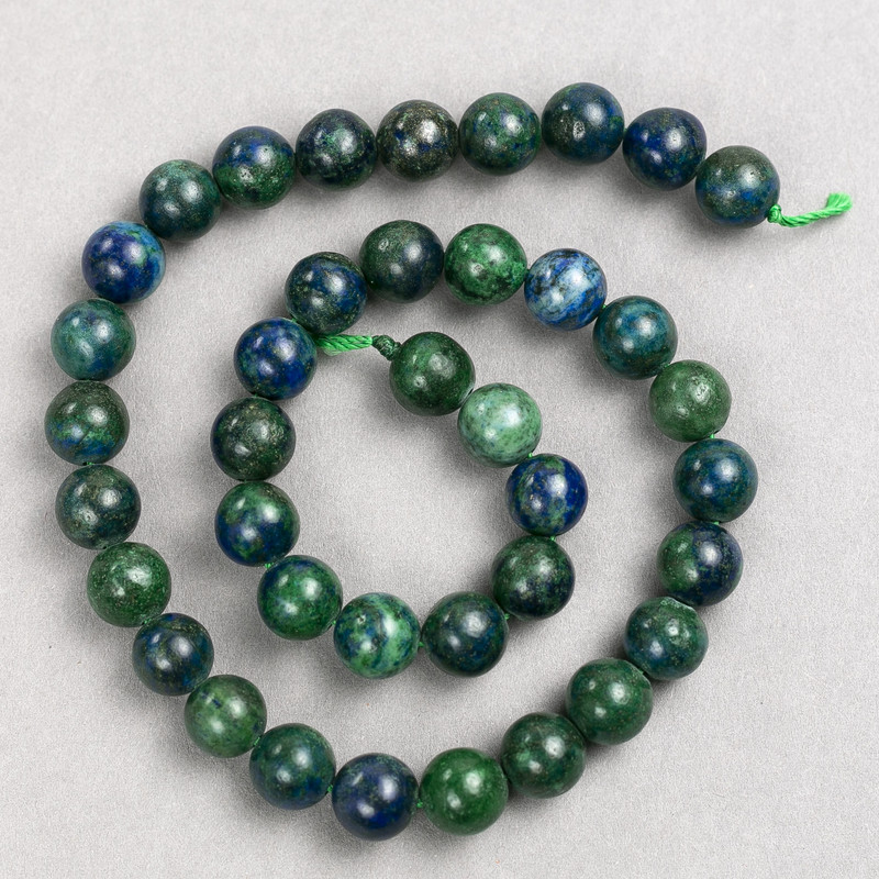 Azurite Stone Beads on String, Smooth Round, Diameter 10mm, Length 38cm+