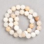 Selenite Beads on Thread, Smooth Round, Diameter 10mm+/-, Length 38cm+