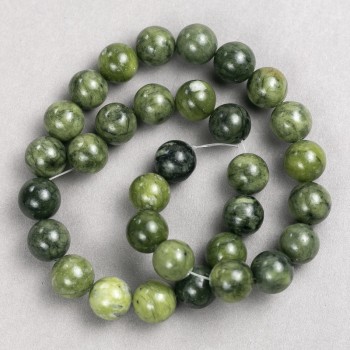 Jadeite Beads on Fishing Line, Smooth Round, 12mm+/- Diameter, 38cm+ Length