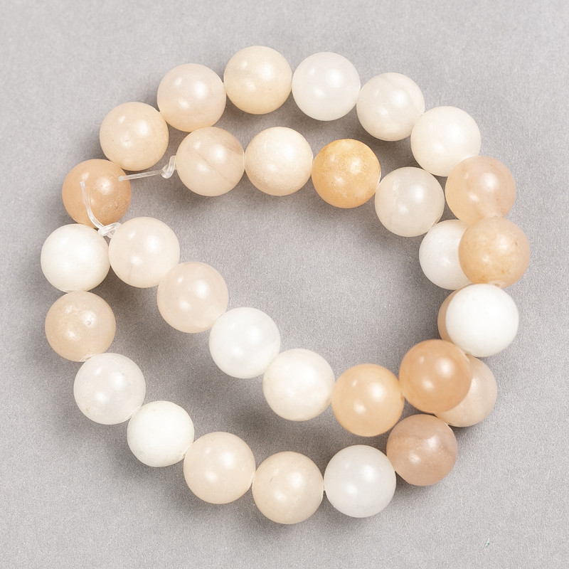Selenite Beads on Thread, Smooth Round, Diameter 12mm+/-, Length 38cm+