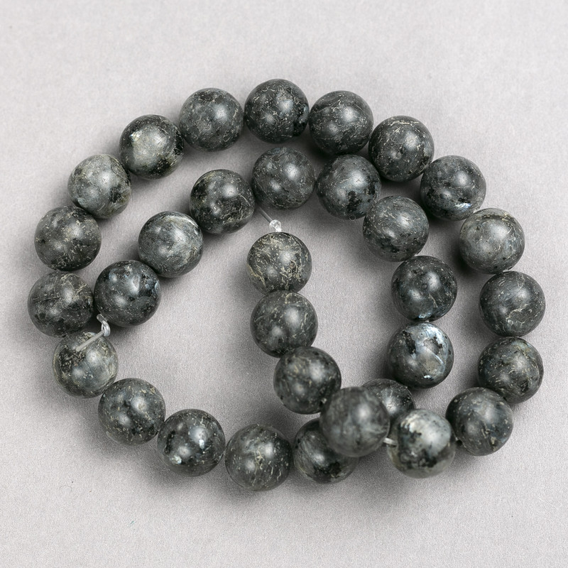 Black Lavrikite Beads on String, Smooth Round, Diameter 12.5mm+/-, Length 38cm+