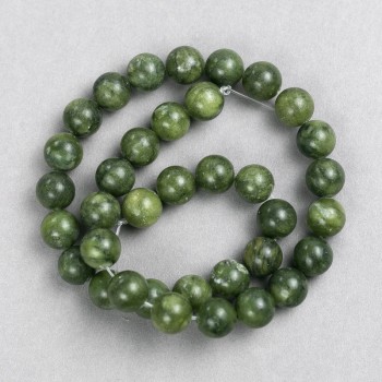 Jadeite Beads on Fishing Line, Smooth Round, 10.5mm+/- Diameter, 38cm+ Length