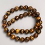 Beads on Fishing Line, Natural Stone Tiger's Eye, Diameter 10mm+/-, Length 38cm+