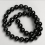 Beads on Fishing Line Natural Stone Black Agate, Smooth Round Bead, Diameter 10mm+-, Length 37cm+