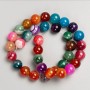 Beads on Nylon Thread, Natural Stone Agate Multicoloured, Smooth Round Bead, Diameter 10mm+/-, Length 37cm+