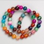 Beads on Fishing Line Natural Stone Multicolour Agate, Smooth Round Bead, Diameter 8mm+-, Length 36cm+