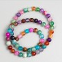 Beads on Fishing Line Natural Stone Multicolour Agate, Smooth Round Bead, Diameter 6.5mm+-, Length 38cm+