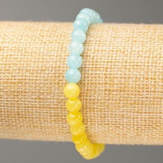 Elastic Bracelet Aquamarine & Citrine (Imitation Acrylic), Diameter 6.5mm+-, Length 18cm+
