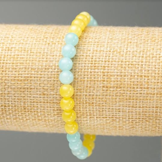 Elastic Bracelet Aquamarine & Citrine (Imitation Acrylic), Diameter 6.5mm+-, Length 18cm+