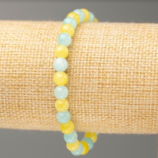 Elastic Bracelet Aquamarine & Citrine (Imitation Acrylic), Diameter 6.5mm+-, Length 18cm+