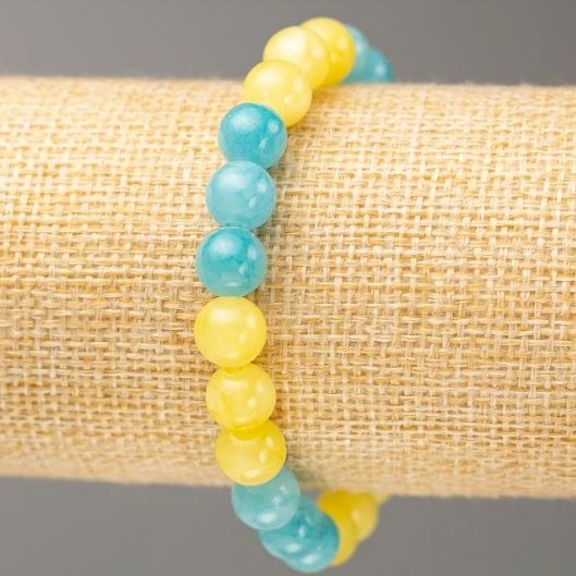 Aquamarine & Citrine Elastic Bracelet (Imitation Acrylic), Bead Diameter 8.5mm+/-, Length 18cm+