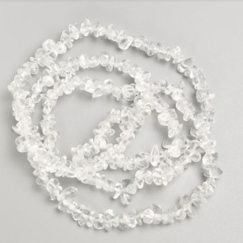 Beads on Nylon Thread, Natural Stone Rock Crystal Chip, D 13x4-6x3mm(+/-), Length 82cm+