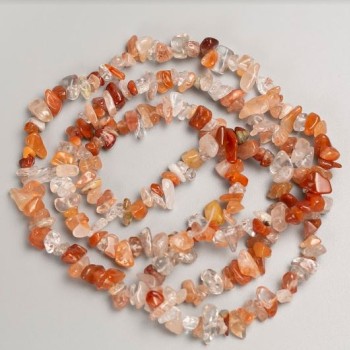 Beads on Nylon Thread, Natural Stone Carnelian Chip, D 12x7-7x3mm(+/-), Length 80cm+