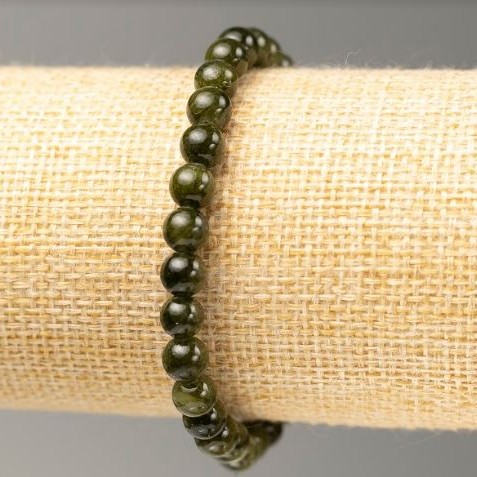Elastic Bracelet Tinted Quartz Dark Green (Acrylic Imitation), Diameter 6.5mm+/-, Length 18cm+