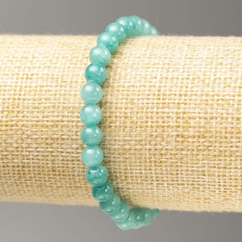 Elastic Bracelet Aquamarine (Imitation Acrylic) Smooth Bead, Diameter 6.5mm+-, Length 18cm+
