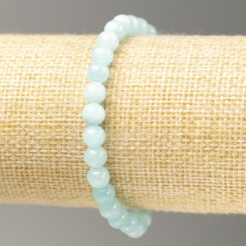 Aquamarine Elastic Bracelet (Imitation Acrylic), Smooth Bead, Diameter 6.5mm+/-, Length 18cm+