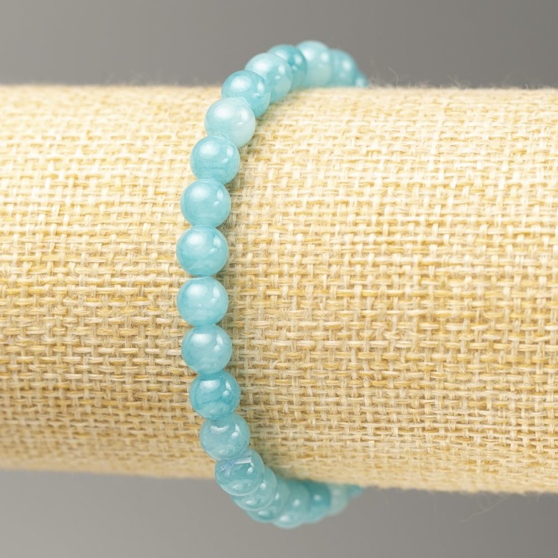 Elastic Bracelet Aquamarine (Imitation Acrylic) Smooth Bead, Diameter 6.5mm+-, Length 18cm+
