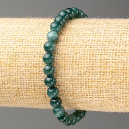 Elastic Bracelet, Tinted Quartz (faux acrylic), viridian colour, smooth bead d 6.5mm+/-, length 18cm+