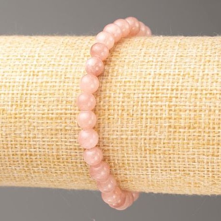 Elastic Bracelet, Strawberry Quartz (faux acrylic), smooth bead d 6mm+/-, length 18cm+