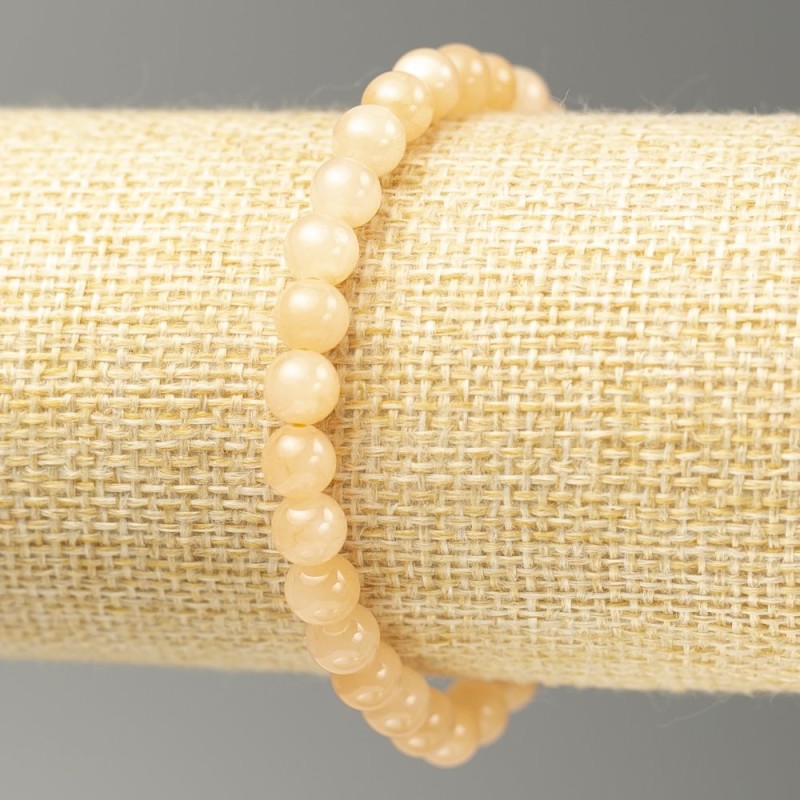 Elastic Bracelet Selenite (Imitation Acrylic) Smooth Bead, Diameter 6.5mm+-, Length 18cm+