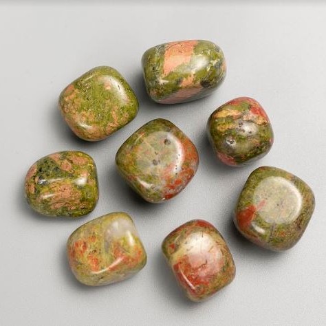 Souvenir Natural Gemstone Heliotrope Unakite, Tumbled 21x17mm (+/-), 100g Pack