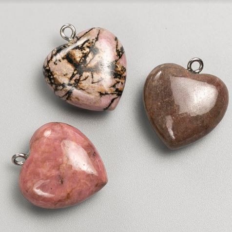 Rhodonite Heart Pendant, Diameter 25x25mm+