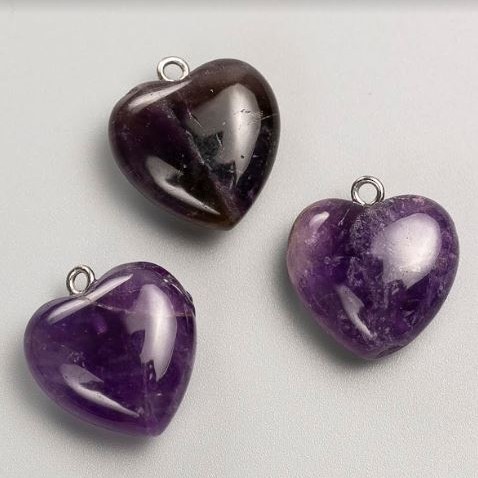 Amethyst Heart Pendant, 27x25x9mm+
